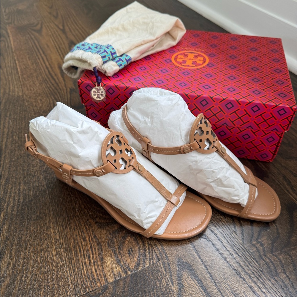 Tory Burch Tan Leather Miller Sandals